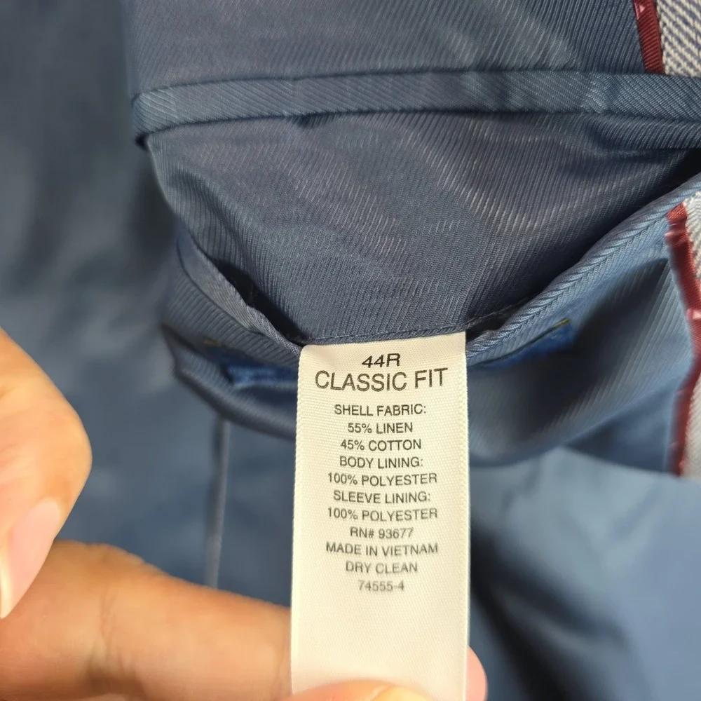 Stafford Men's Sport Coat Linen/Cotton Light Blue HB Sz 44 Regular NEW With Tags